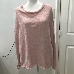 Hint of mint-tie sleeve pullover sweater bow on sleeves cozy wear